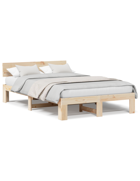 Struttura Letto con Testiera 120x190 cm in Legno Massello di Pino