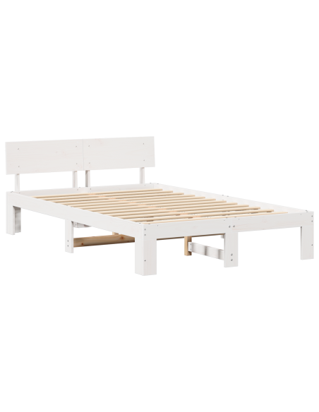 Struttura Letto con Testiera Bianca 135x190 cm Legno di Pino