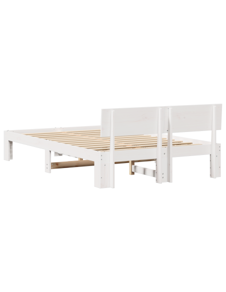 Struttura Letto con Testiera Bianca 135x190 cm Legno di Pino