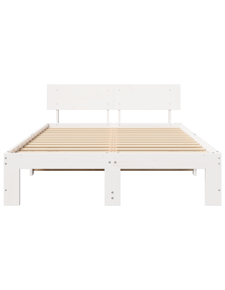 Struttura Letto con Testiera Bianca 135x190 cm Legno di Pino
