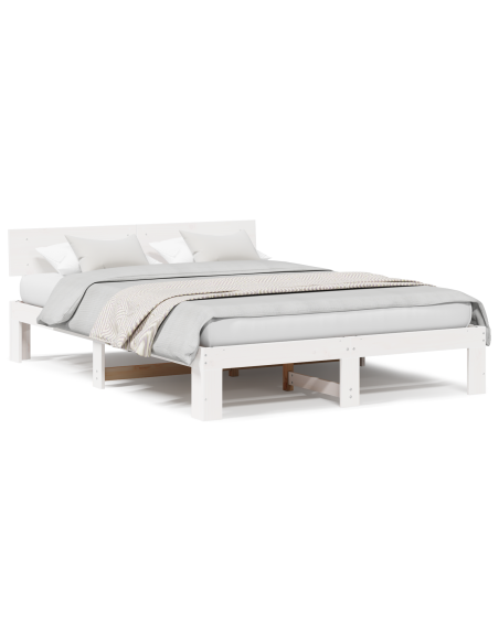 Struttura letto con testiera bianca 140x200 cm Legno massello di pino