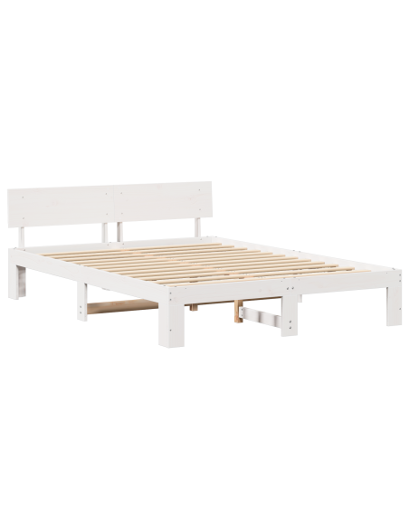 Struttura letto con testiera bianca 140x200 cm Legno massello di pino