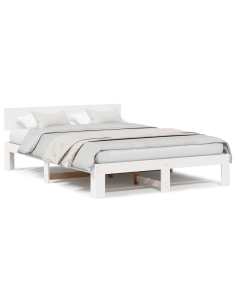 Struttura del letto Bianco 160 x 200 cm Pino massello 2