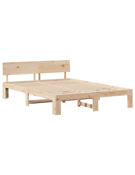 Struttura Letto con Testata 150x200 cm in Legno Massello di Pino