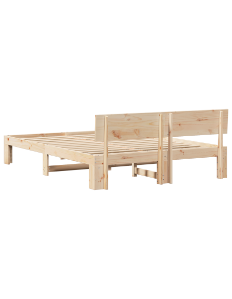 Struttura Letto con Testata 150x200 cm in Legno Massello di Pino