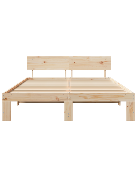 Struttura Letto con Testata 150x200 cm in Legno Massello di Pino