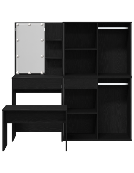 Set da toeletta  con LED in Rovere Nero e Legno Ingegnerizzato