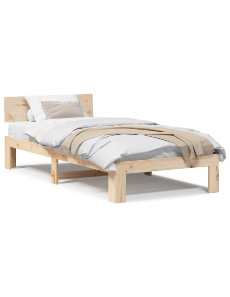 Struttura Letto con Testiera 90x190 cm in Legno Massello di Pino