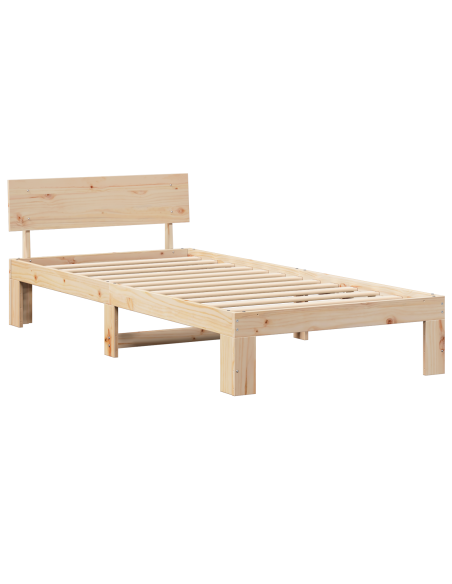Struttura Letto con Testiera 90x190 cm in Legno Massello di Pino