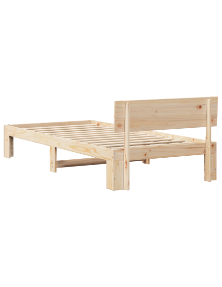 Struttura Letto con Testiera 90x190 cm in Legno Massello di Pino