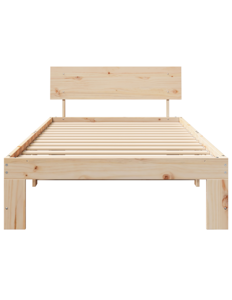 Struttura Letto con Testiera 90x190 cm in Legno Massello di Pino