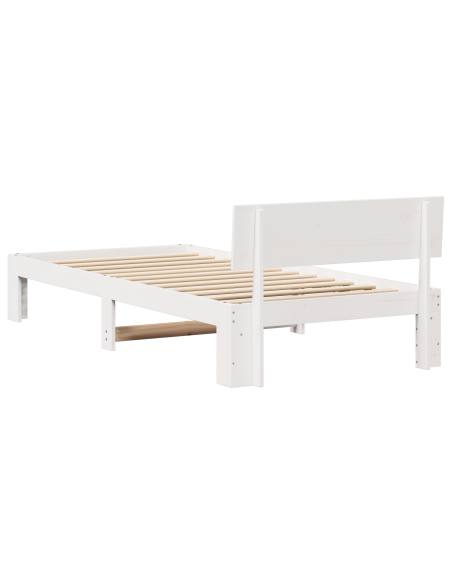 Struttura letto con testiera bianca 100x200 cm in legno massello di pino