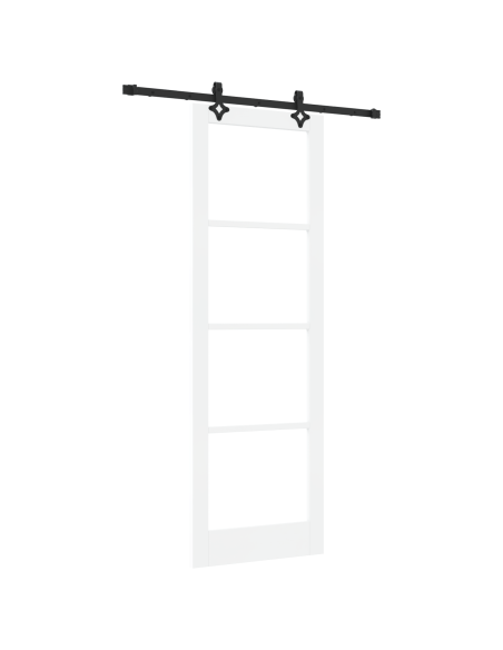Porta Scorrevole  con Set di Accessori Bianco 78x232 cm Legno Massello di Pino
