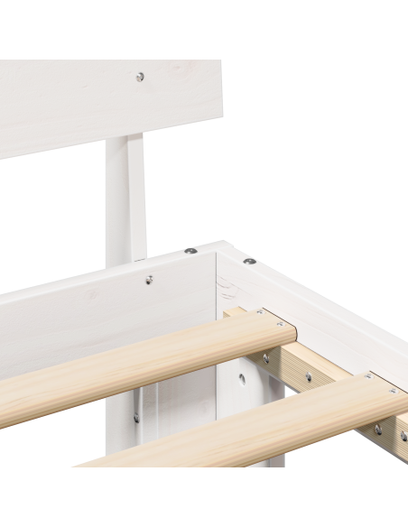 Struttura Letto con Testiera Bianca 135x190 cm Legno di Pino