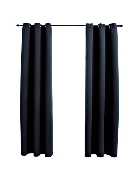 Tende oscuranti con anelli 2 pz Nero 97x213 cm Tessuto
