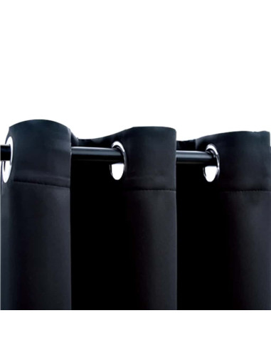 Tende oscuranti con anelli 2 pz Nero 97x213 cm Tessuto