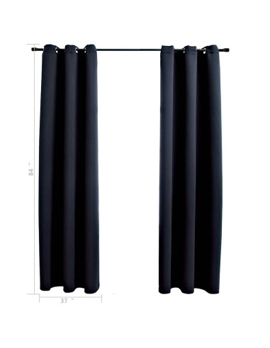 Tende oscuranti con anelli 2 pz Nero 97x213 cm Tessuto