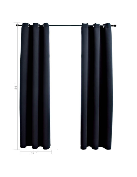 Tende oscuranti con anelli 2 pz Nero 97x213 cm Tessuto