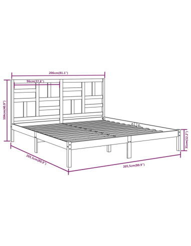 Giroletto senza Materasso in Legno Massello 200x200 cm
