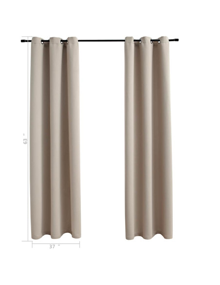 Tende oscuranti con anelli 2 pz Beige 97x160 cm Tessuto