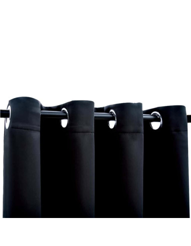 Tende oscuranti con anelli 2 pz Nero 137x213 cm Tessuto