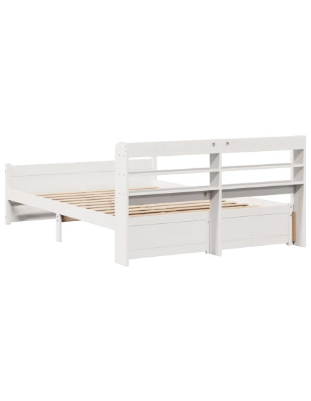 Giroletto con Testiera Bianco 120x190 cm Legno Massello di Pino