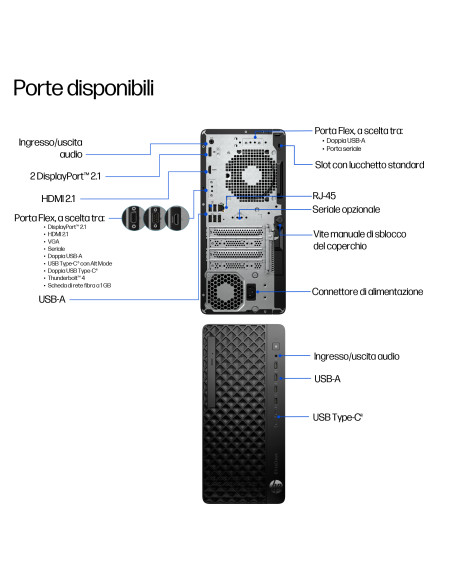 HP EliteDesk 8 Tower G1i Desktop AI PC Wolf Pro Security Edition 1 TB SSD Windows 11 Pro Nero