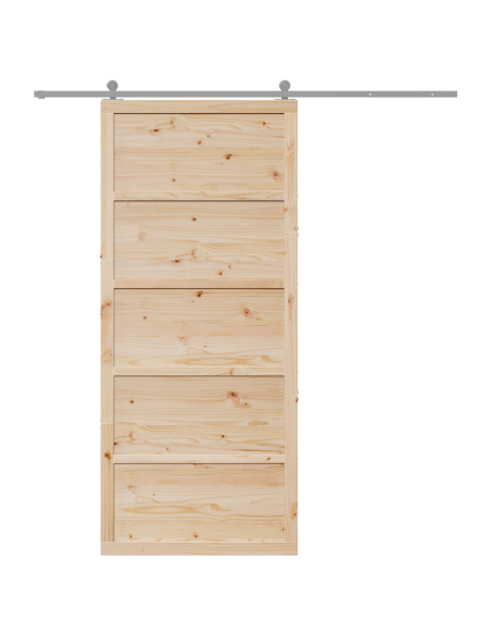 Porta del fienile Naturale 100 x 2,5 x 208 cm Pino massello