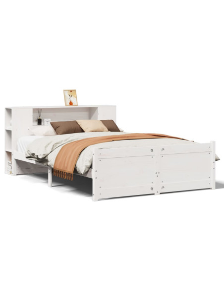 Letto Libreria senza Materasso Bianco 120x190 cm Legno di Pino