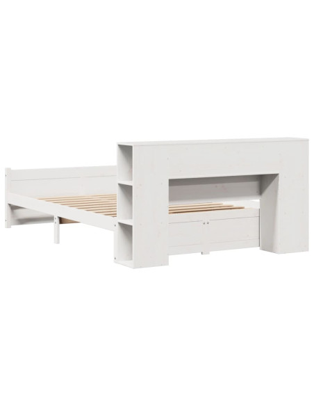 Letto Libreria senza Materasso Bianco 120x190 cm Legno di Pino
