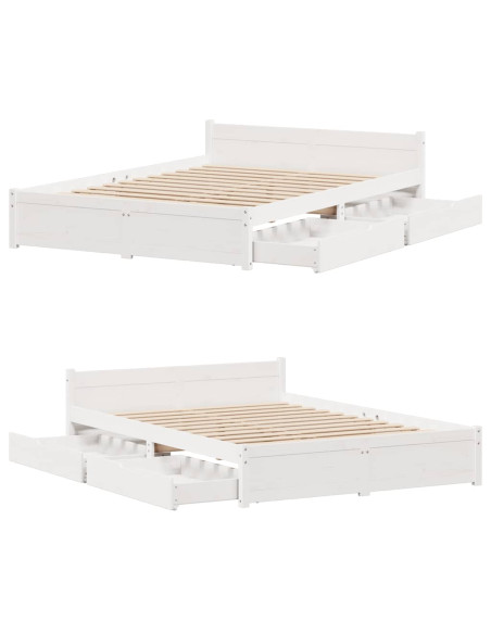 Letto senza Materasso Bianco 120x190 cm Legno Massello di Pino