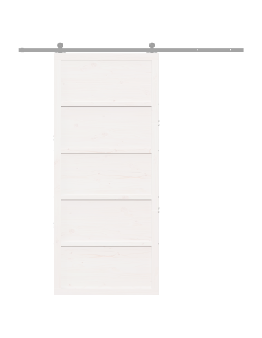 Porta del fienile Bianco 100 x 2,5 x 208 cm Pino massello