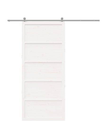 Porta del fienile Bianco 100 x 2,5 x 208 cm Pino massello