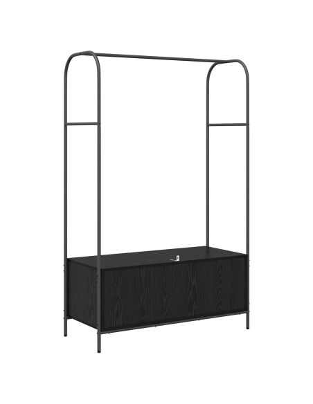 Attaccapanni con mensole Rovere Nero 100x44x160 cm