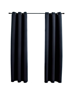 Tende oscuranti con anelli 2 pz Nero 97x213 cm Tessuto