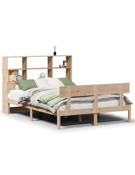 Letto Libreria senza Materasso 135x190 cm in Legno di Pino