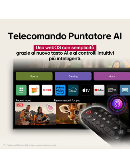 LG NanoCell AI 86NANO81A6A TV Serie NANO81 86'' 4K, α7 Gen8, HDR10, 20W, 3 HDMI con Game Optimizer, Smart TV WebOS 25