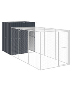 Pollaio con Area Corsa Antracite 165x455x181 cm Acciaio Zincato