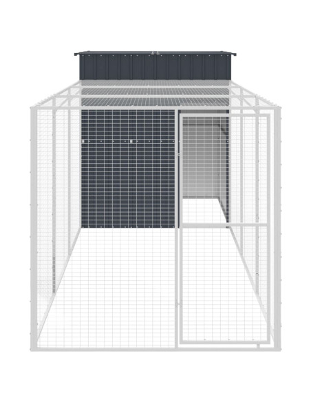 Pollaio con Area Corsa Antracite 165x455x181 cm Acciaio Zincato