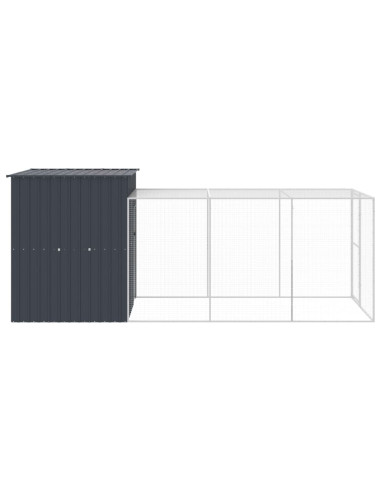 Pollaio con Area Corsa Antracite 165x455x181 cm Acciaio Zincato