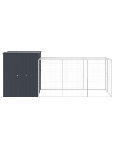 Pollaio con Area Corsa Antracite 165x455x181 cm Acciaio Zincato