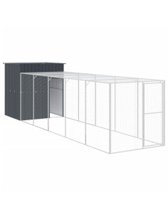 Pollaio con Area Corsa Antracite 165x659x181 cm Acciaio Zincato
