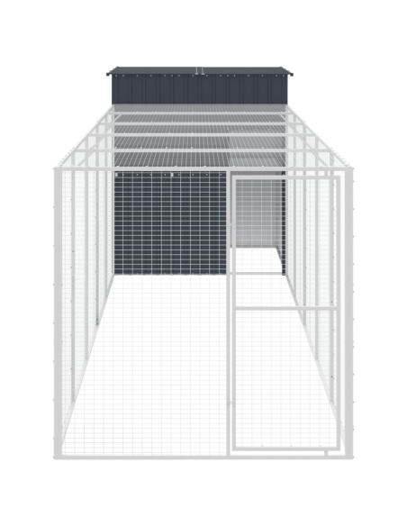 Pollaio con Area Corsa Antracite 165x659x181 cm Acciaio Zincato