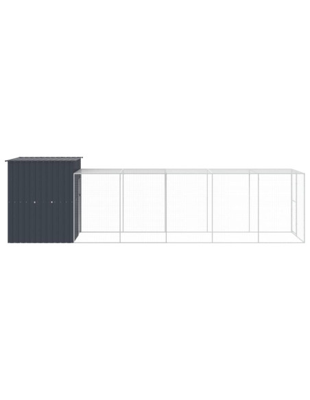 Pollaio con Area Corsa Antracite 165x659x181 cm Acciaio Zincato