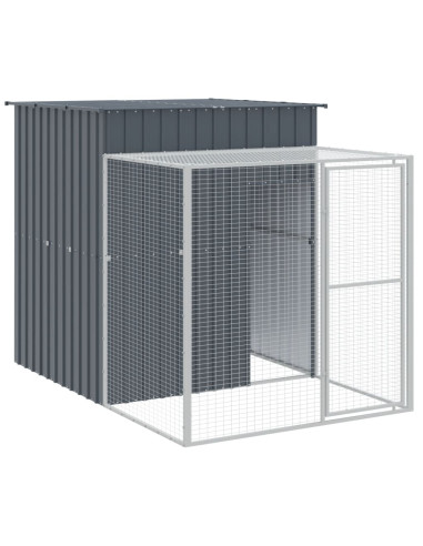 Pollaio con Area Corsa Antracite 165x659x181 cm Acciaio Zincato