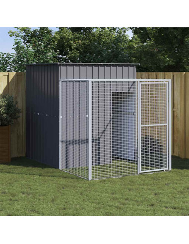 Pollaio con Area Corsa Antracite 165x251x181 cm Acciaio Zincato