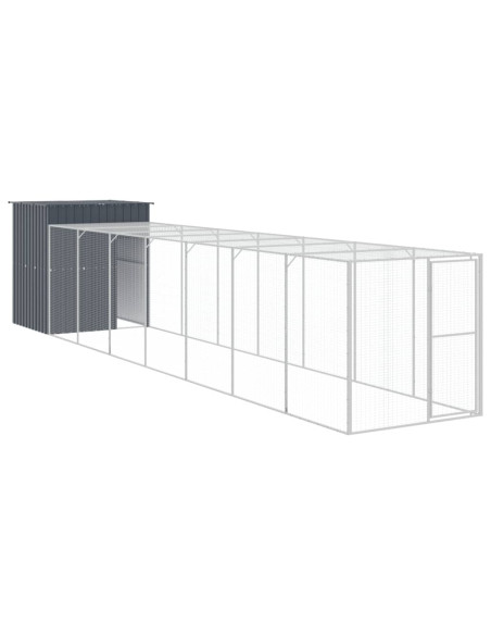 Pollaio con Area Corsa Antracite 165x863x181 cm Acciaio Zincato