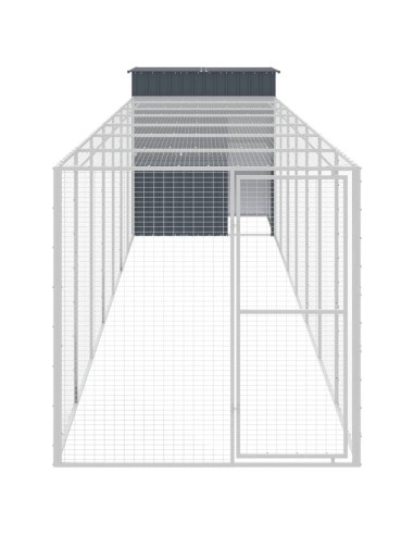 Pollaio con Area Corsa Antracite 165x863x181 cm Acciaio Zincato