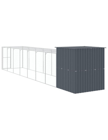 Pollaio con Area Corsa Antracite 165x863x181 cm Acciaio Zincato