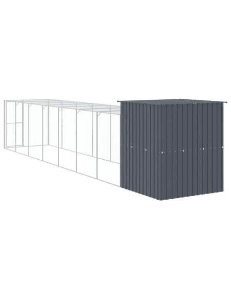 Pollaio con Area Corsa Antracite 165x863x181 cm Acciaio Zincato